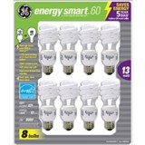 13 watt GE CFL, 8 pack - 60 watt equivalent, soft white