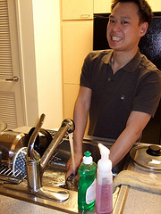 Turn off the water while washing Turn off the water while washing