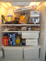A disorganized fridge