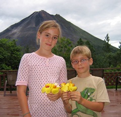 Our children in front of Volcan Arenal Our children in front of Volcan Arenal